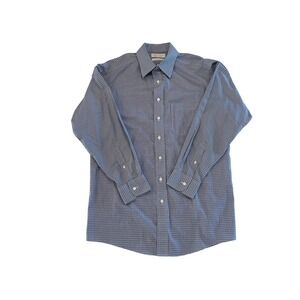 Roundtree & Yorke Gold Label Dress Shirt Mens 16 33 Blue White Check Non-Iron